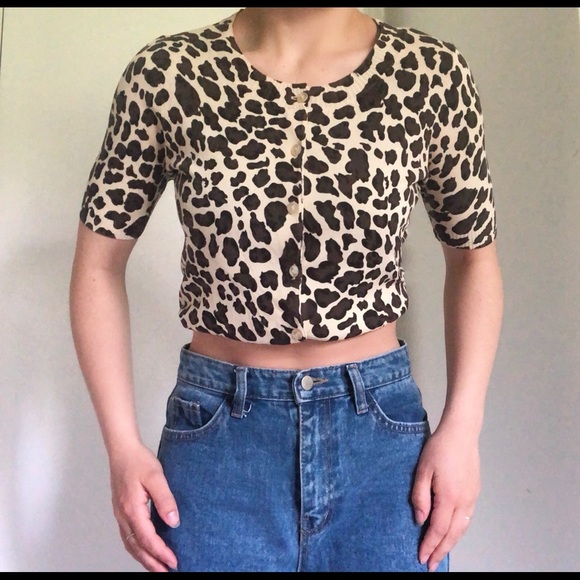 Brown vintage crop cardigan blouse top - Picture 3 of 4